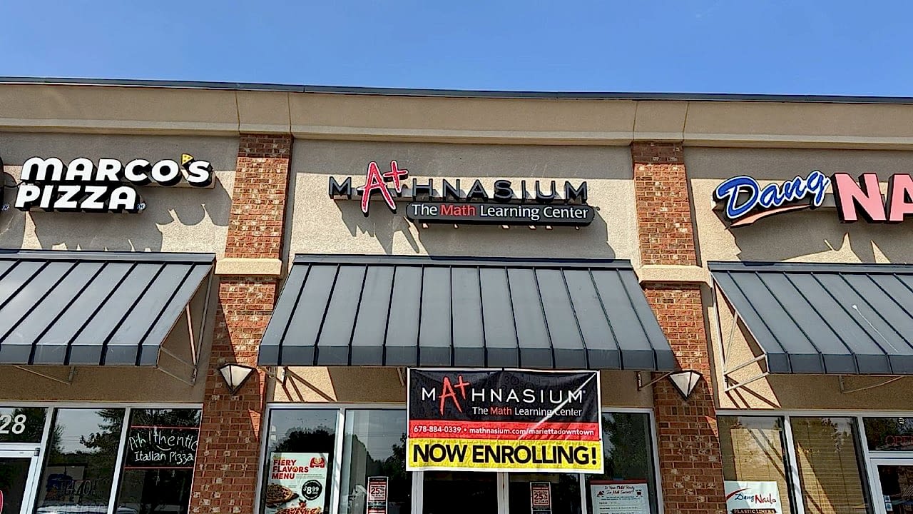 light up channel letters sign for Mathnasium in Marietta, GA