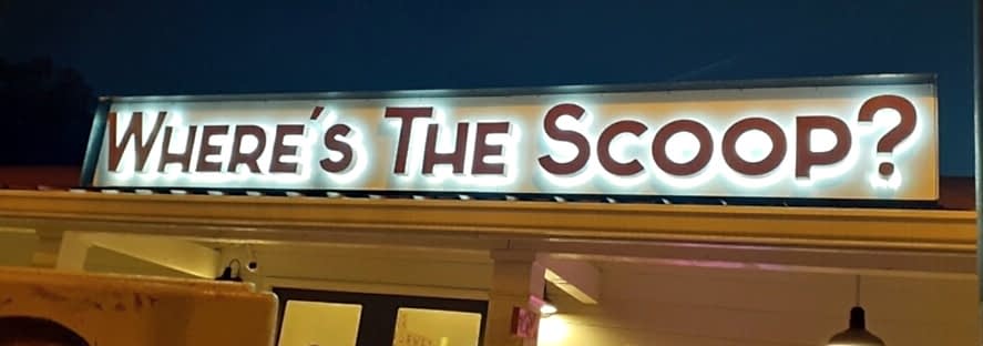 reverse channel letters sign for Where's the Scoop Georgia