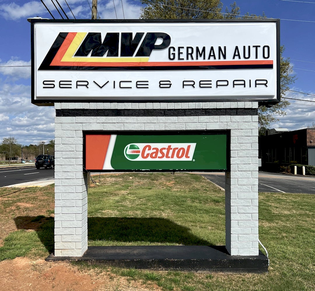 MVP German Auto Service and Repair pylon sign in Georgia